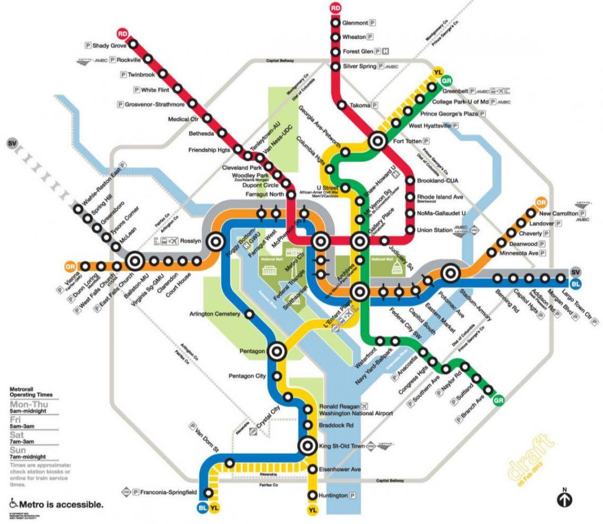 vašingtonas metro dzelzceļa kartes