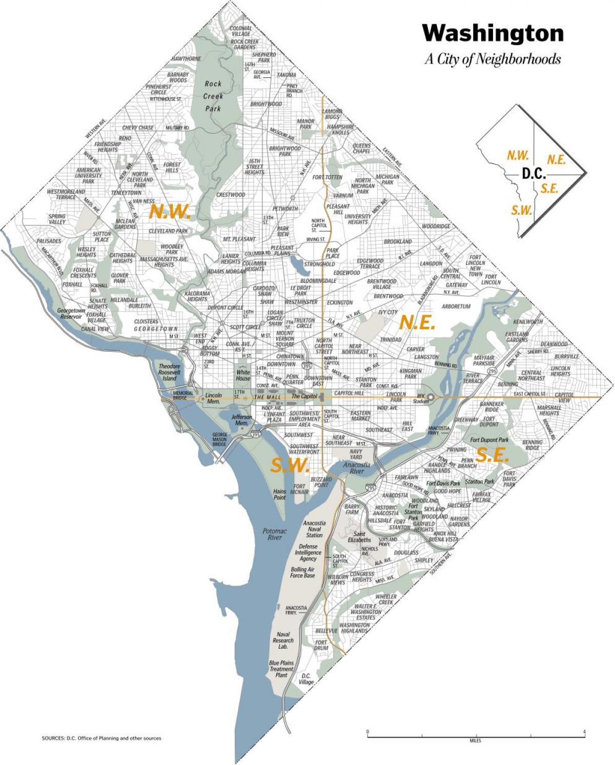 vašingtonas apkārtnes karte