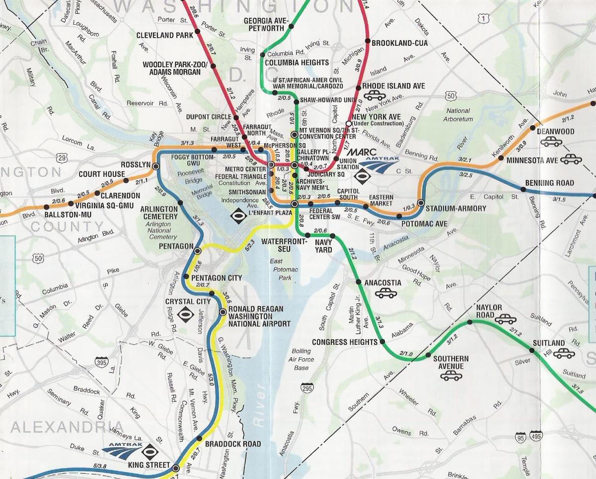 vašingtona karte ar metro pieturu