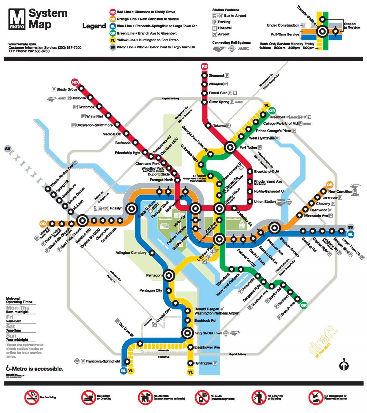 vašingtonas metro līnija kartē