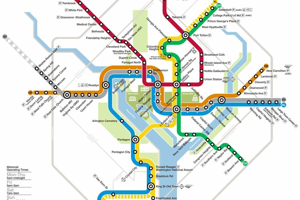 vašingtonas metro sistēma karte
