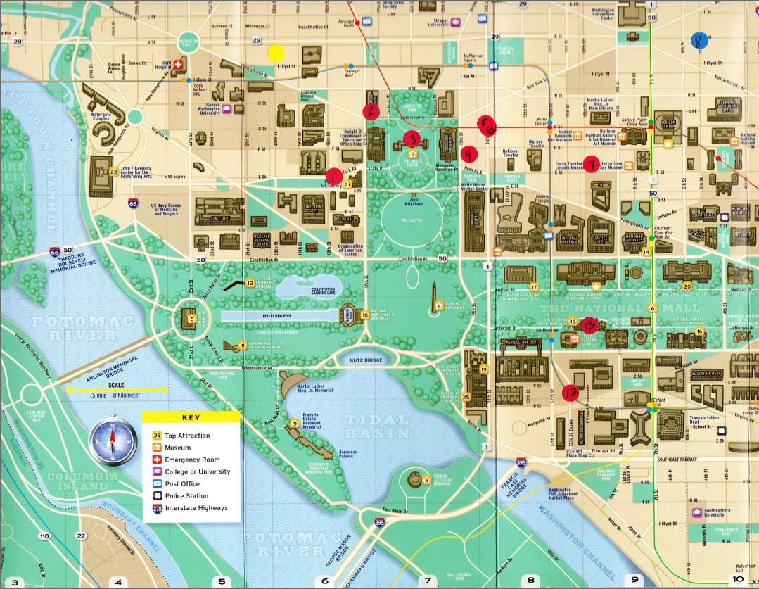 karte pieminekļi washington dc