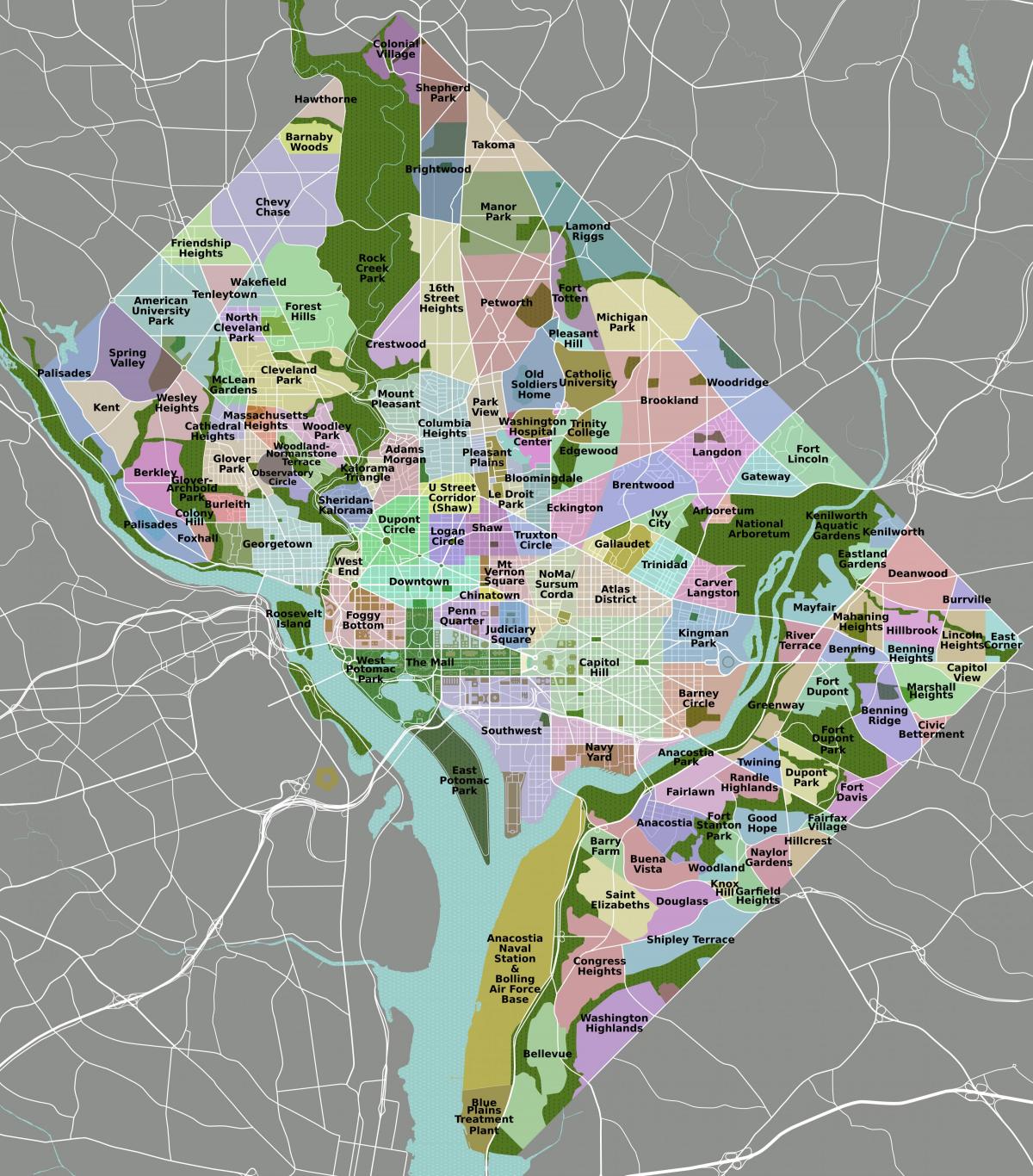 vašingtonas apgabala kartē