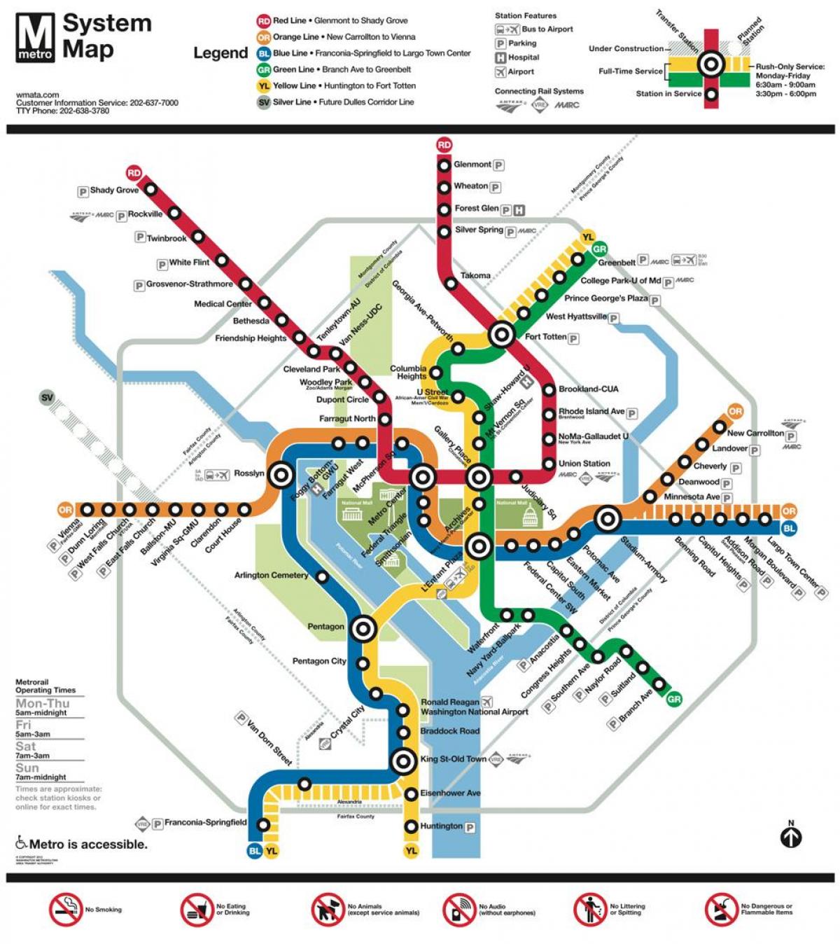 vašingtonas dc sabiedriskā transporta karte