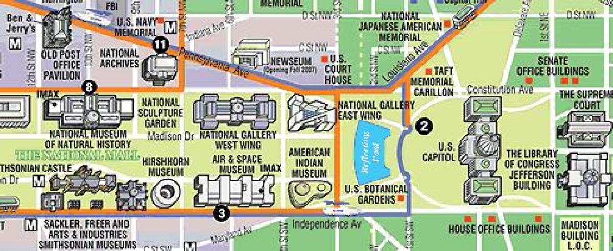 karte vašingtonas muzejiem un pieminekļiem