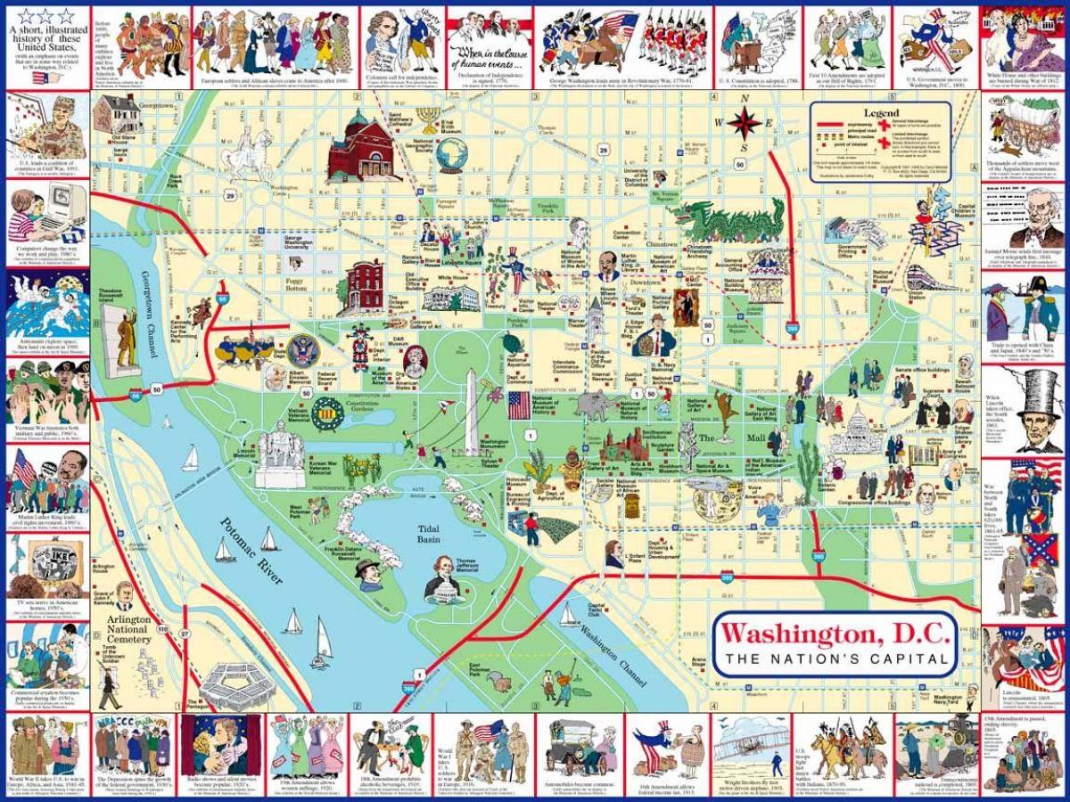 vašingtonas dc vietām, lai redzētu kartē