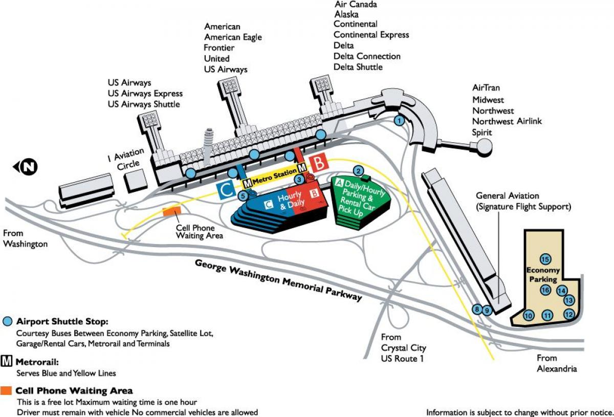 ronalds reigans vašingtona nacionālā lidosta map