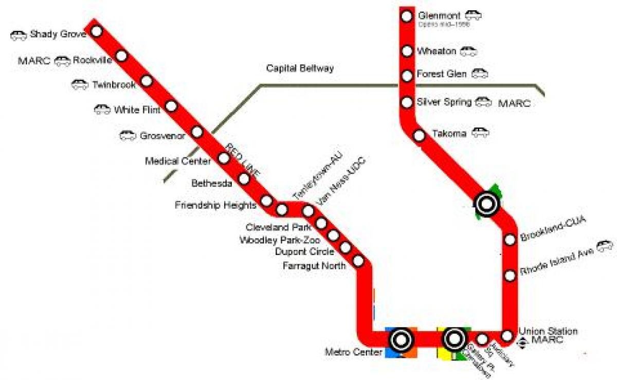 vašingtonas metro sarkanā līnija kartē