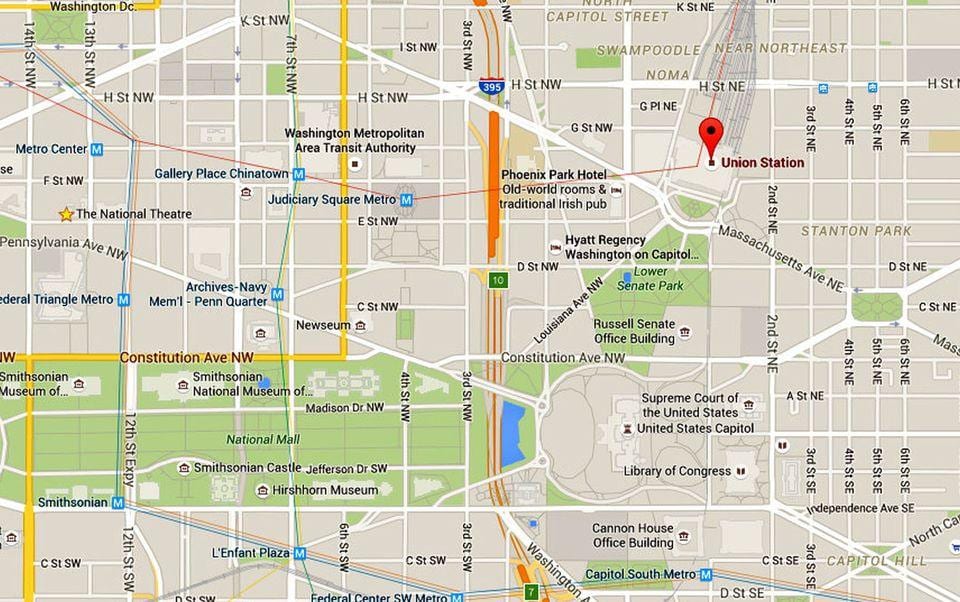 savienības stacijas washington dc karte
