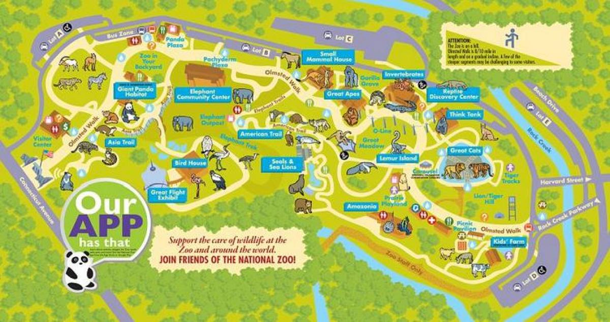nacionālais zooloģiskais dārzs washington dc karte