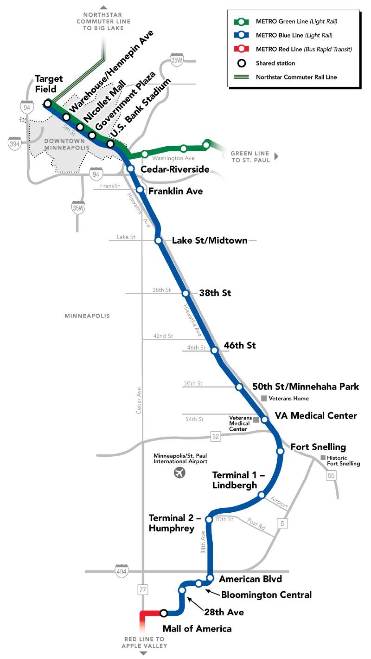 vašingtonas metro zilā līnija kartē