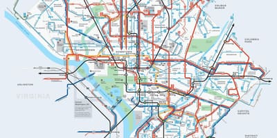 Vašingtonas " autobusu maršrutiem, kas kartē