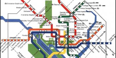 Vašingtonas metro vilcienu karte