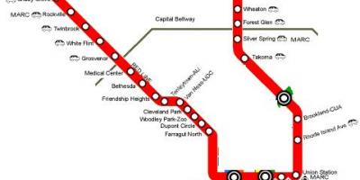 Vašingtonas metro sarkanā līnija kartē