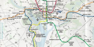 Vašingtonas dc ielu karte ar metro stacijas