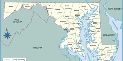 Karte maryland un vašingtonā, dc