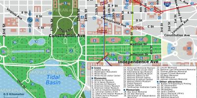 Karte vašingtonas galvenajiem objektiem